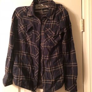 Rails blue plaid button down xs